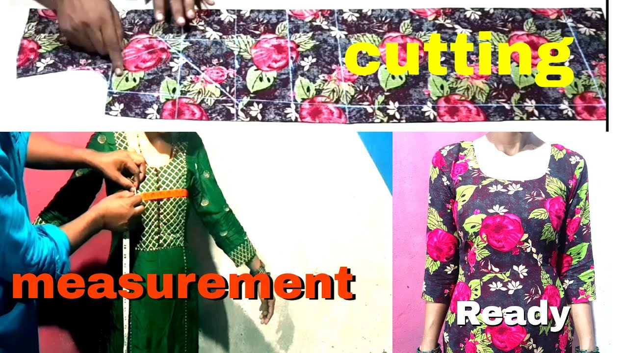 kameez/kurti measurement cutting and stitching with plates full tutorials in hindi
