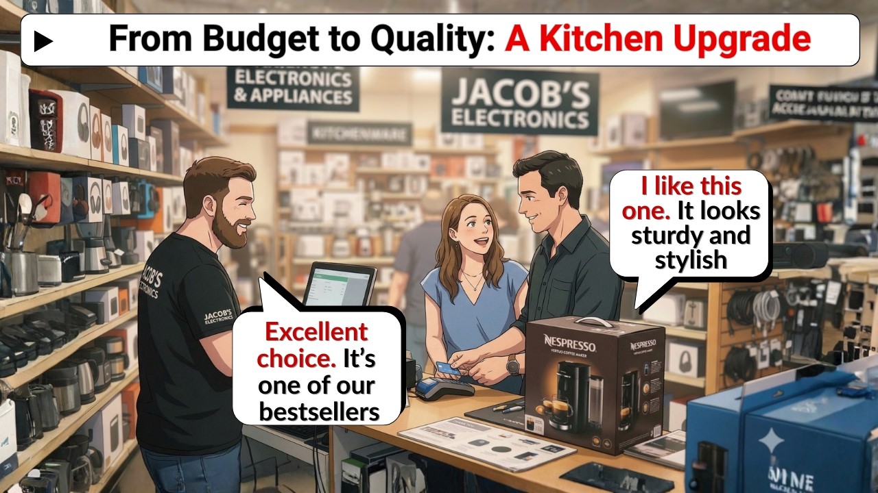 Basic English Speaking 🔥 From Budget to Quality: A Kitchen Upgrade 📢 Listening Skills