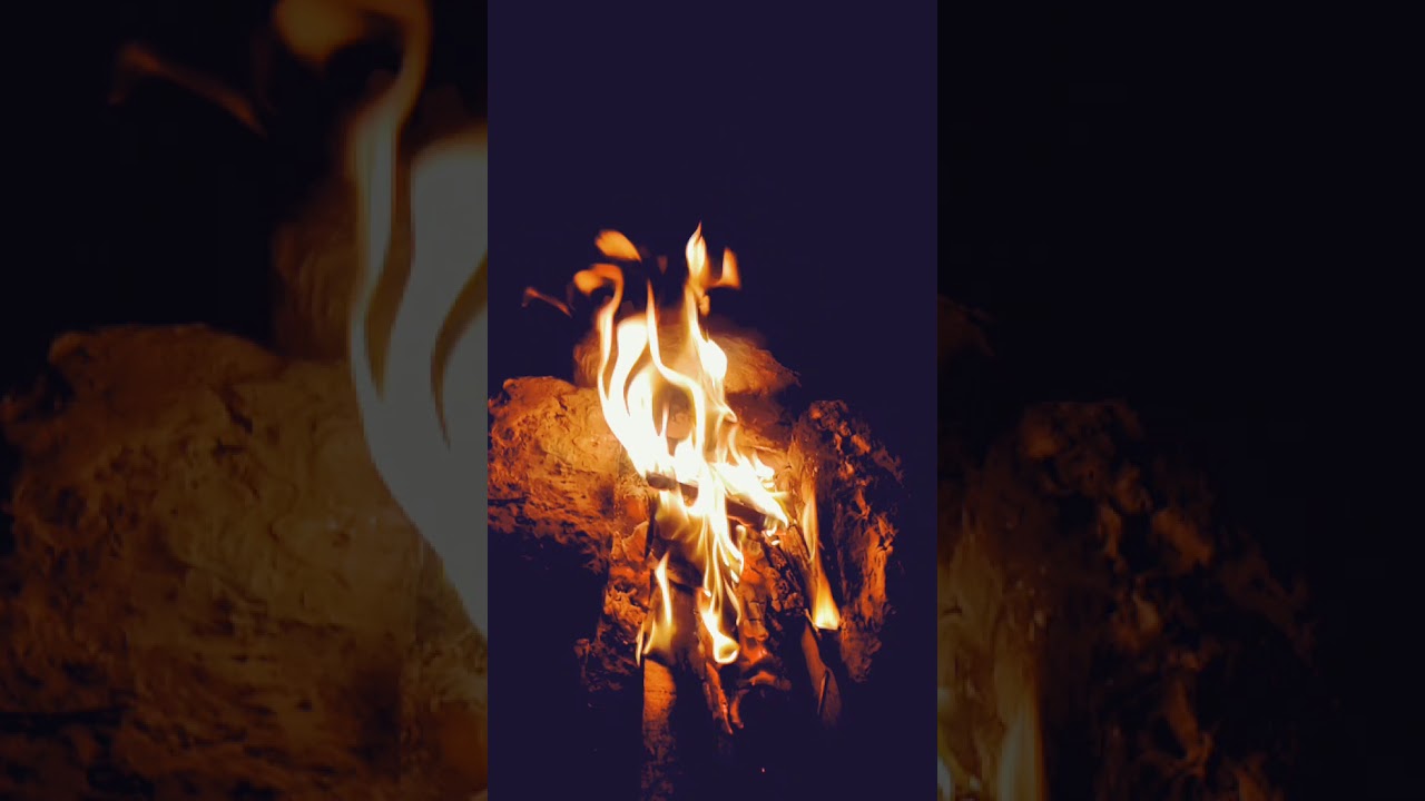Bonfire in village.