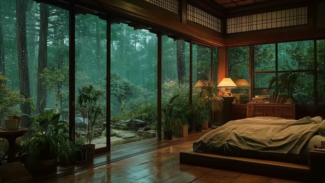 🌧️🎹 Calming Piano Music | Rain Outside Bedroom Window | 3 Hours Stress Relief Study Relax Motivation