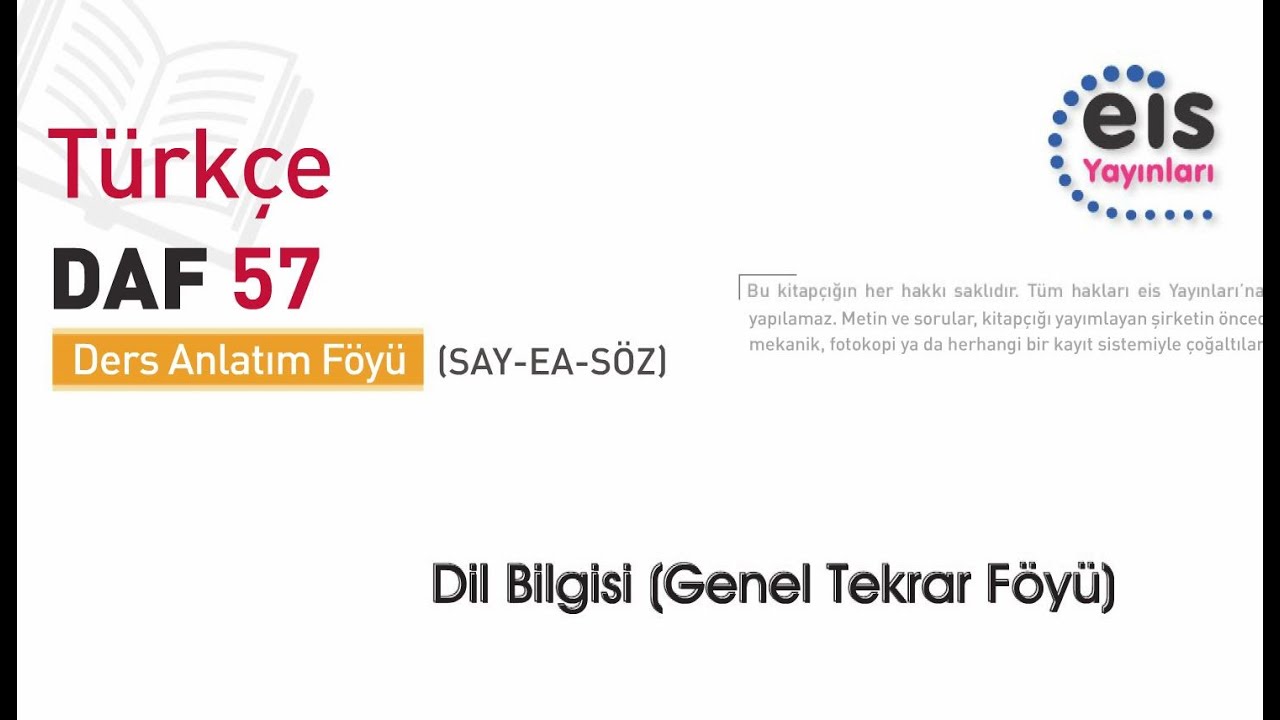 Dil Bilgisi Genel Tekrar Soru Çözümü Eis Yayınları Föy 57 (1-16)