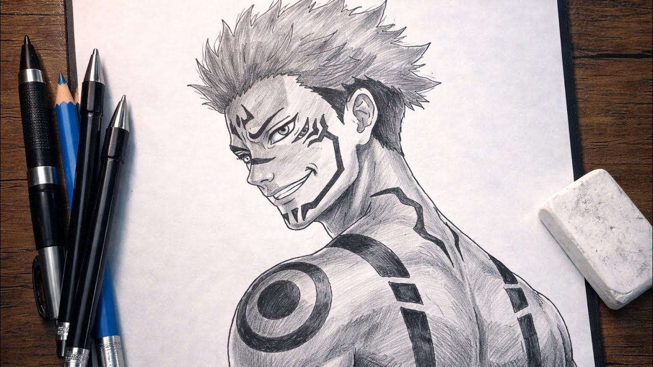 How to Draw Sukuna from Jujutsu Kaisen || Step by Step Anime Drawing || Sukuna Sketch Art