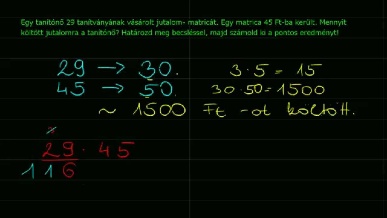 Szöveges feladat megoldása becsléssel