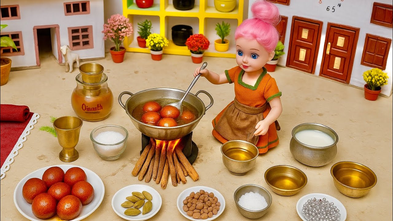Miniature Gulab Jamun Recipe for Diwali | Soft & Juicy Rasgulla Recipe | Miniature Village Cooking