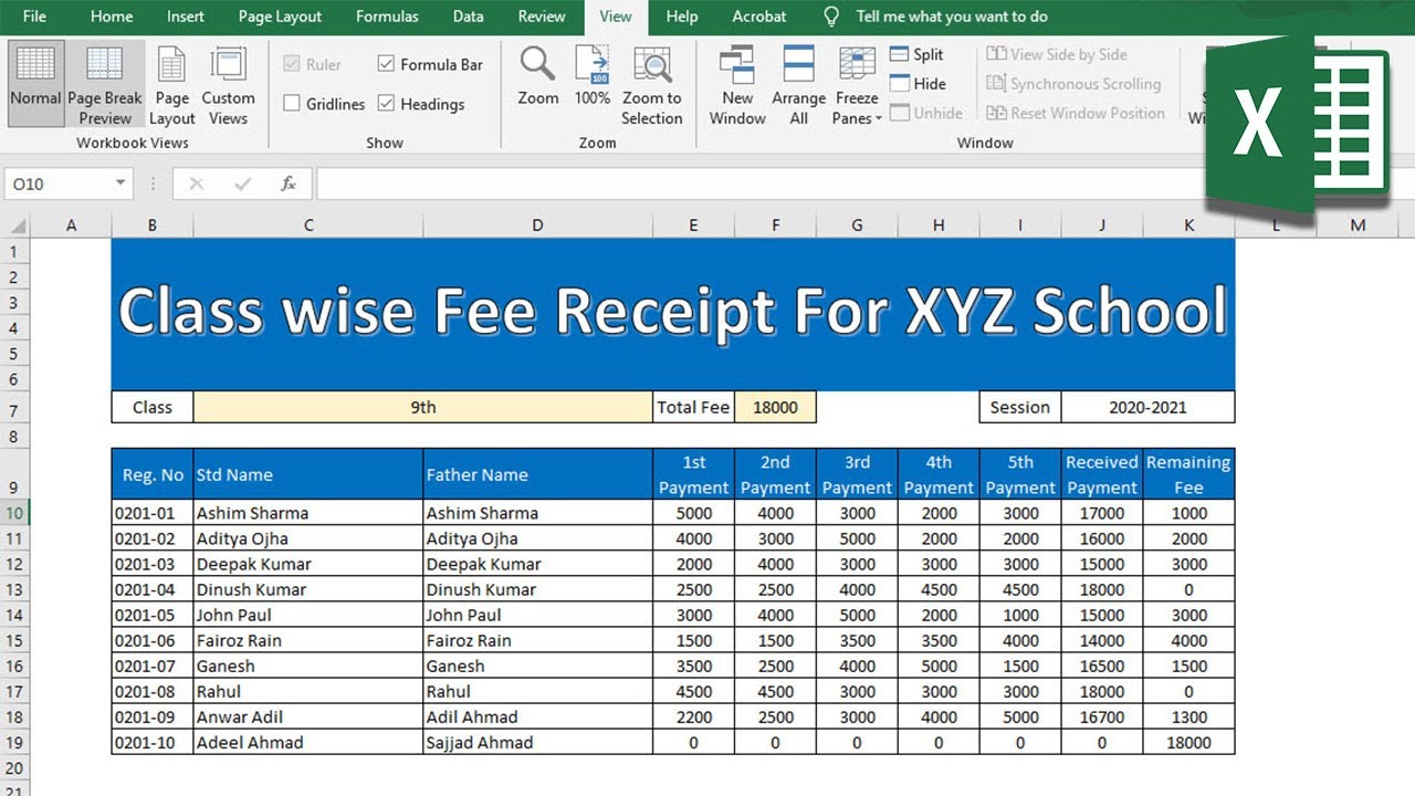 Как создать квитанцию ​​об оплате за обучение в Excel 2019 | Как создать квитанцию ​​об оплате в ...