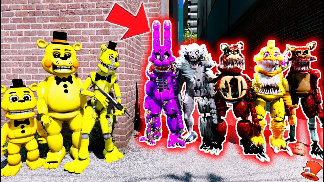 Can All the GOLDEN Freddy's BEAT All TWISTED Animatronics? (GTA 5 Mods FNAF RedHatter)