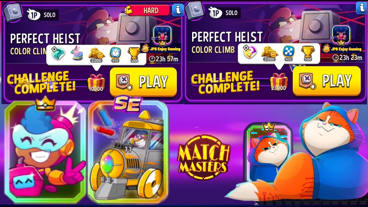 2 Solo/Color Climb+Bombs Away Solo Challenge Perfect Heist/10000 Score/ Color Climb+Bombs Away 23000