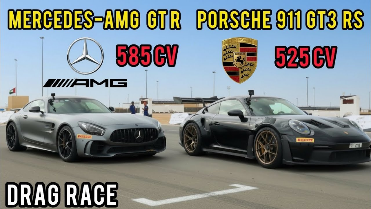 Porsche 911 GT3 RS vs Mercedes AMG GT R (DRAG RACE) Corrida de Arrancada