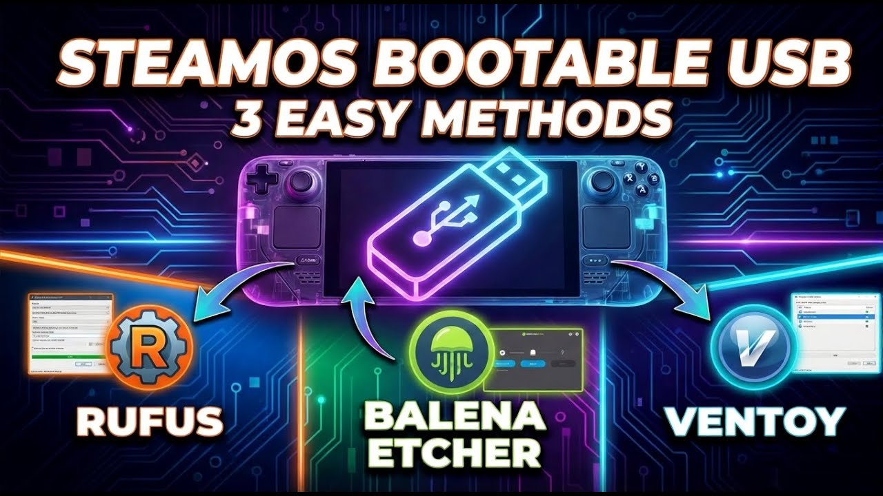 Полное руководство по созданию загрузочного USB-накопителя SteamOS (2025) | Rufus, Balena Etcher ...
