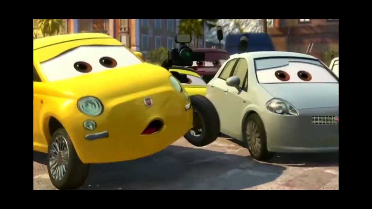 Pixar cars. Cars 2. Lighting McQueen meets Ivan in Italy.