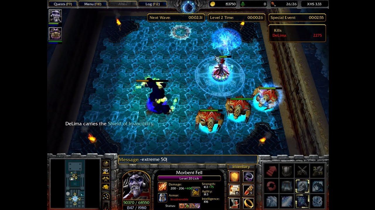 X Hero Siege 3.33, Extreme 50, Impossible, solo 2 heroes, Lich & Pit Lord