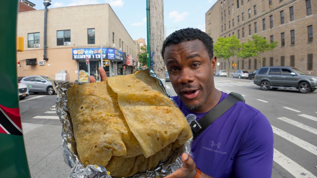 HUGE Oxtail Roti in NYC Bronx Feroza's | Trinidad Street Food
