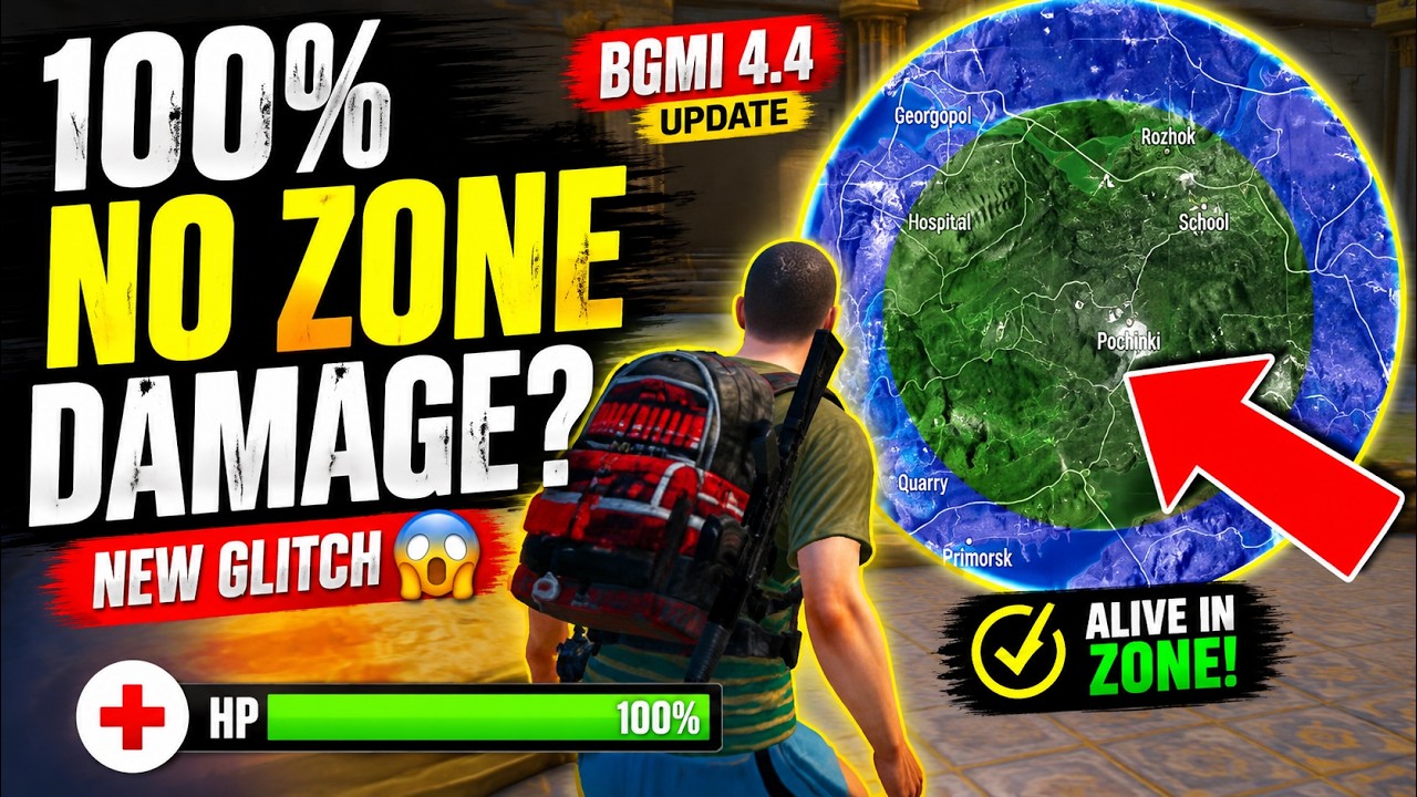 BGMI 4.4 Secret NO ZONE DAMAGE Glitch 😱 Try Before It Gets Fixed!
