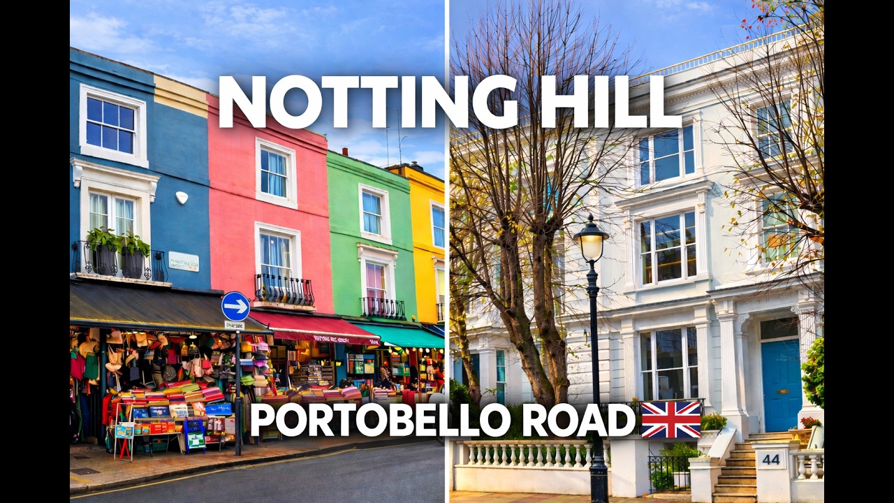 Notting Hill & Portobello Road Walk 🇬🇧 London