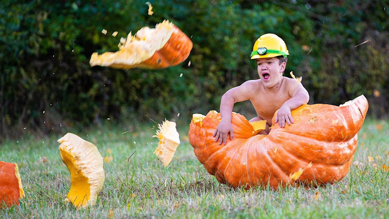 Rolled Him Down A Hill In A Giant Halloween Pumpkin! | Ross Smith