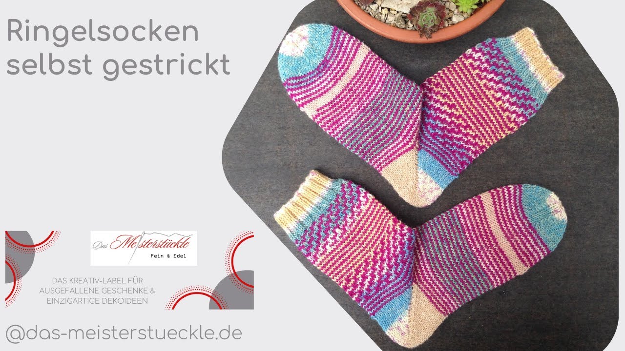 handgestrickte Ringelsocken Größe 36-37 Stricksocken Wollsocken