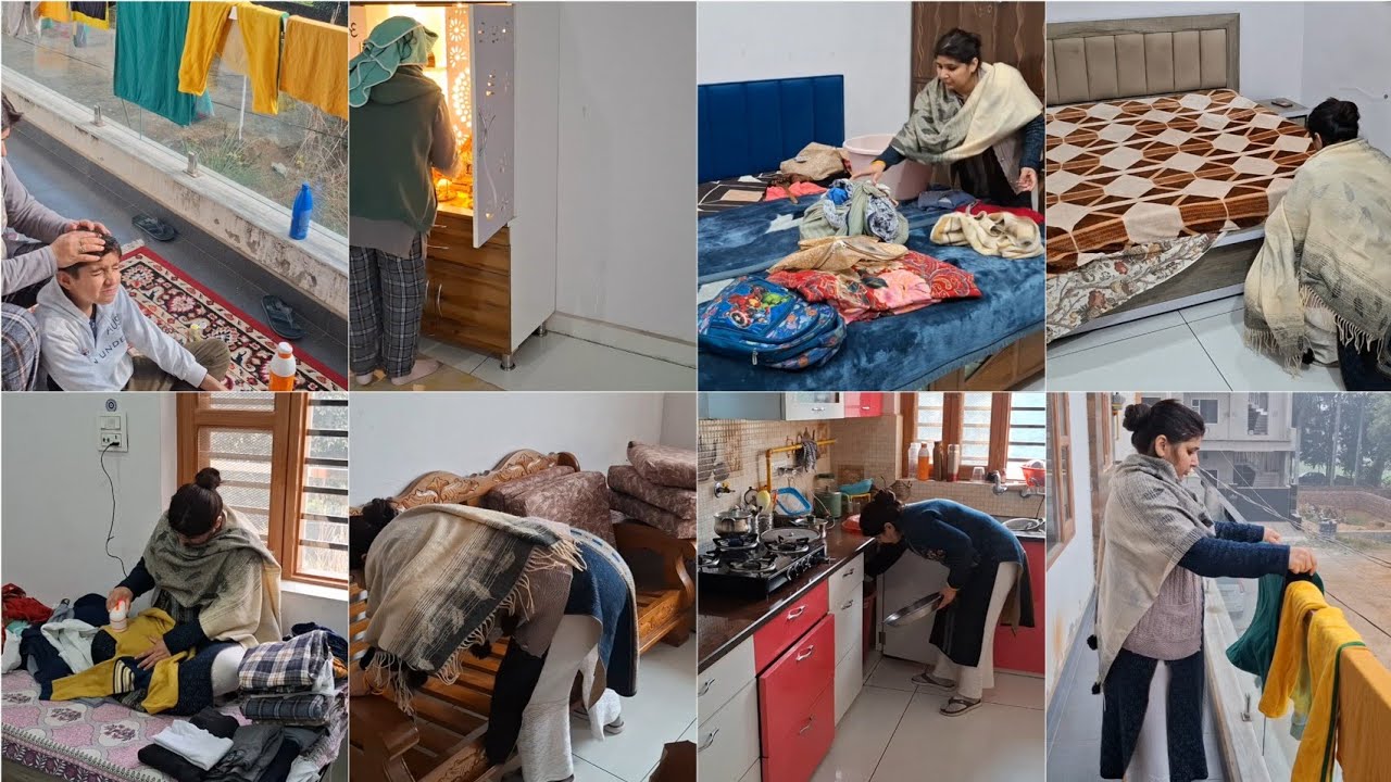 🌄 सुबह सुबह सर्दियों मे 2 बीमार बच्चों के साथ🏡full speed में घर के सारे काम कैसे झटपट निपटा देती हूं