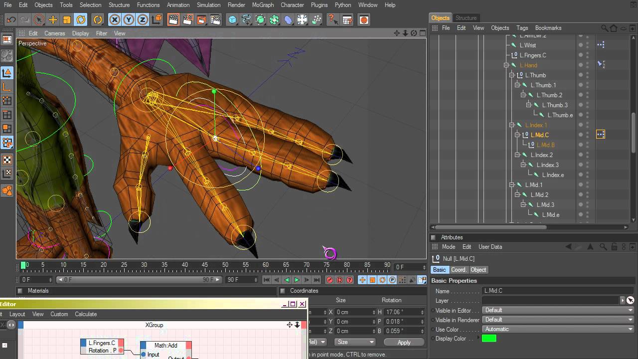 Cinema 4D Rigging 09 - Fingers Controller using XPresso