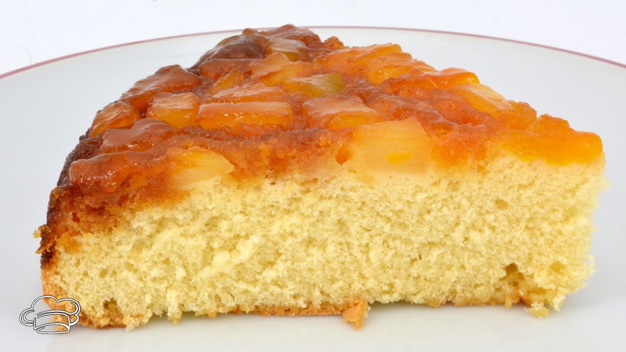 Bizcocho MUY ESPONJOSO con frutas en almíbar RECETA MUY FÁCIL