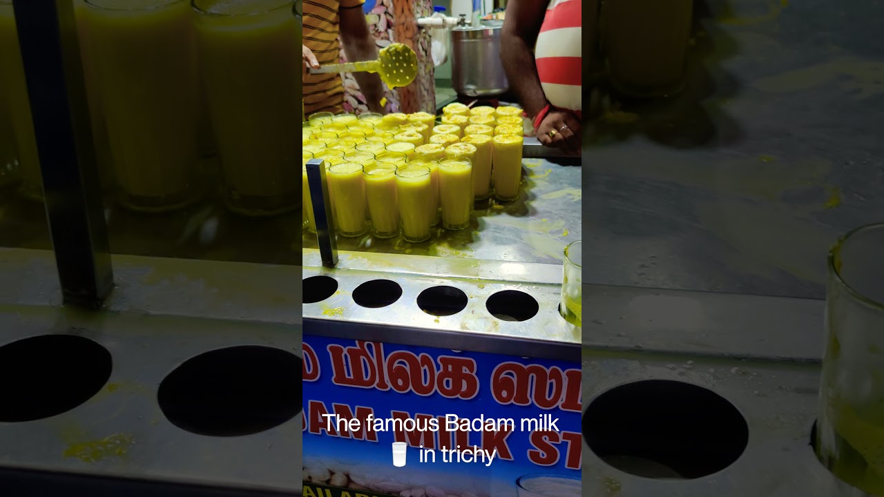 The famous badam milk 🥛 in trichy #food ,#foodie #foodtravel ,#foodblogger ,#tamil 😝⚡