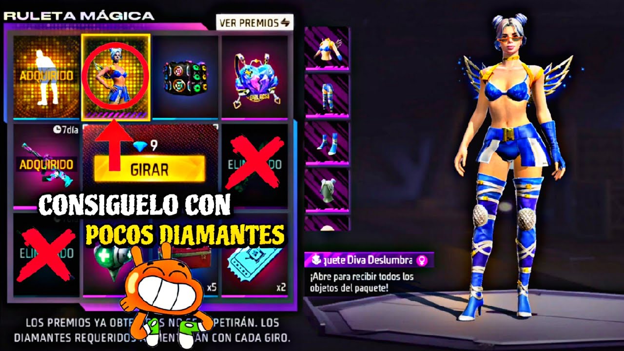 CONSIGUIENDO EMOTE TWERKING Y PAQUETE DIVA DESLUMBRANTE CON POCOS DIAMANTES 💎😱 RULETA MÁGICA FF