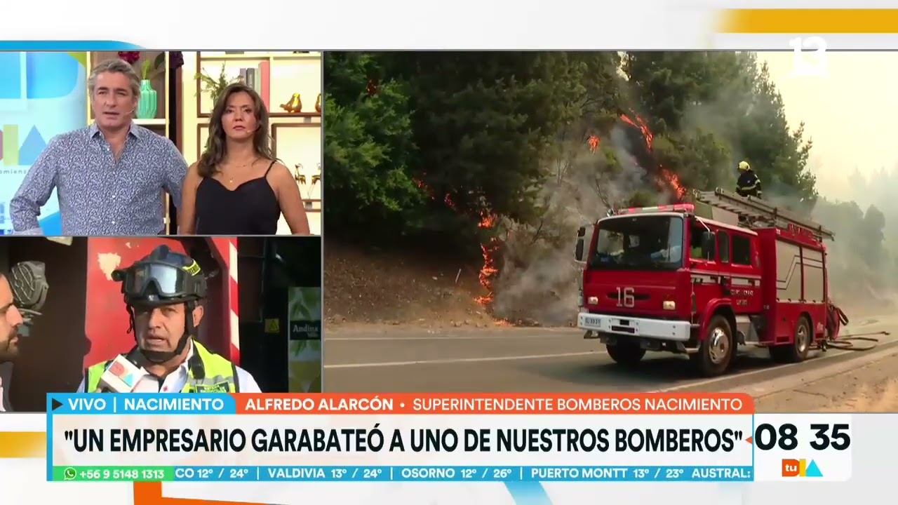 Daño a Bomberos: Agresión de empresario, robo de agua e implementos de trabajo. Tu Día, Canal 13.