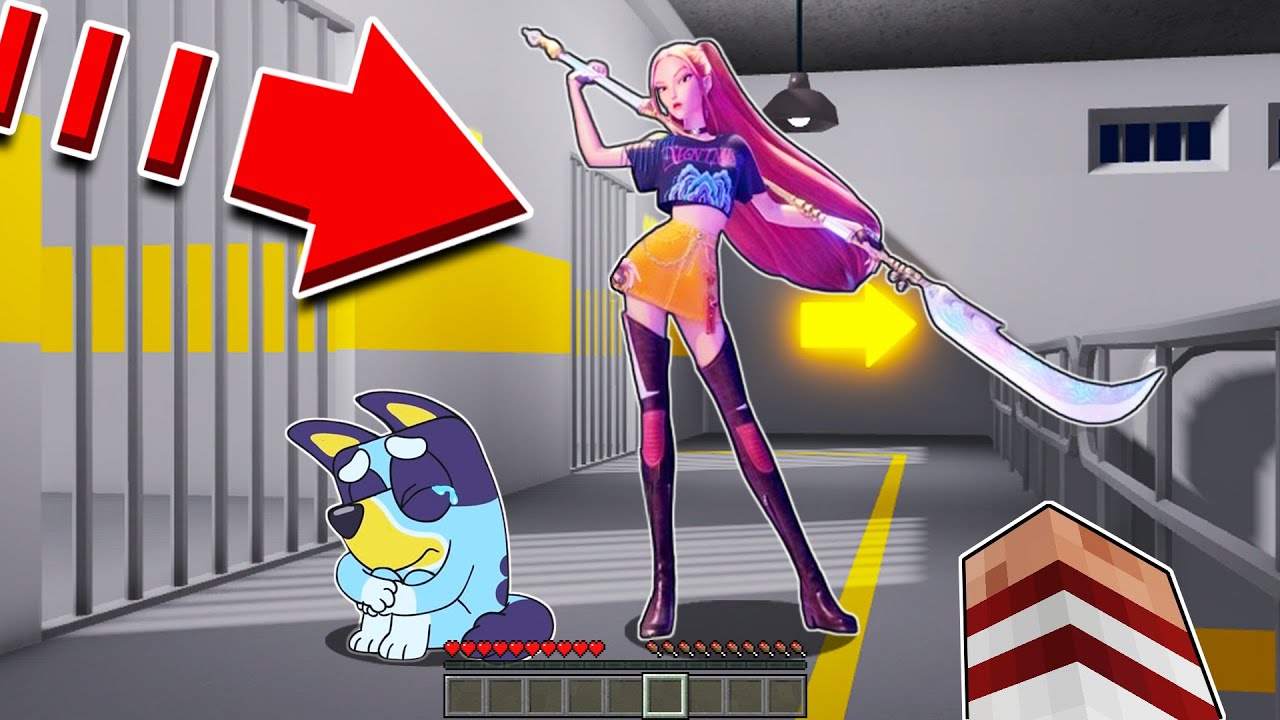 ESCAPAMOS DE LA PRISIÓN DE MIRA DE Las guerreras K-pop CON BLUEY