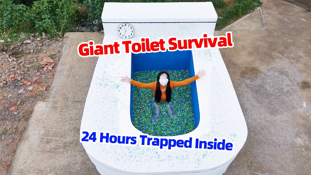 Survive 24 Hours in a Giant Toilet Challenge