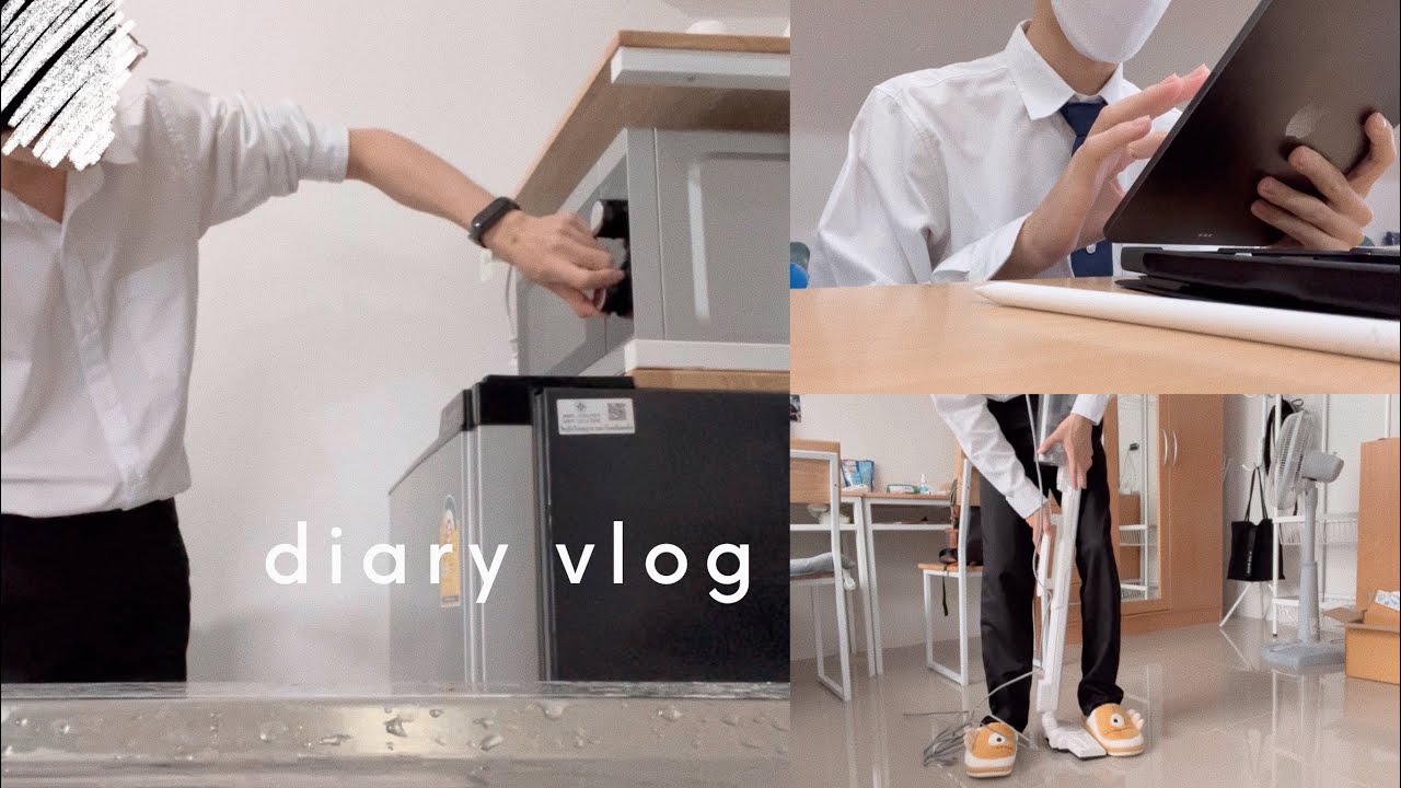 Vlog | อยู่หอ ทำกับข้าว ไปเรียน ประกอบชั้นวางของ ทำความสะอาดห้อง กิน ~ | K.Kwon