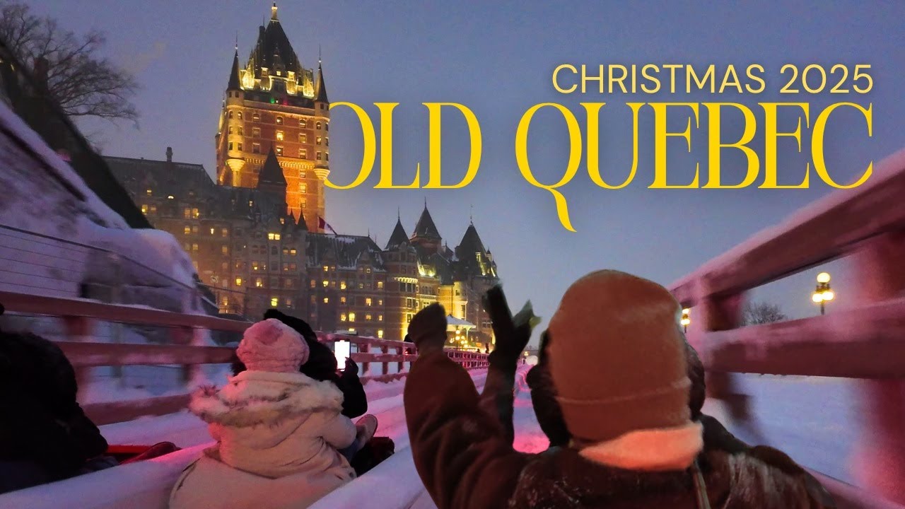 [4K]🎄Château Frontenac • Toboggan Run • Christmas Market • City Lights | Old Quebec Christmas 2025