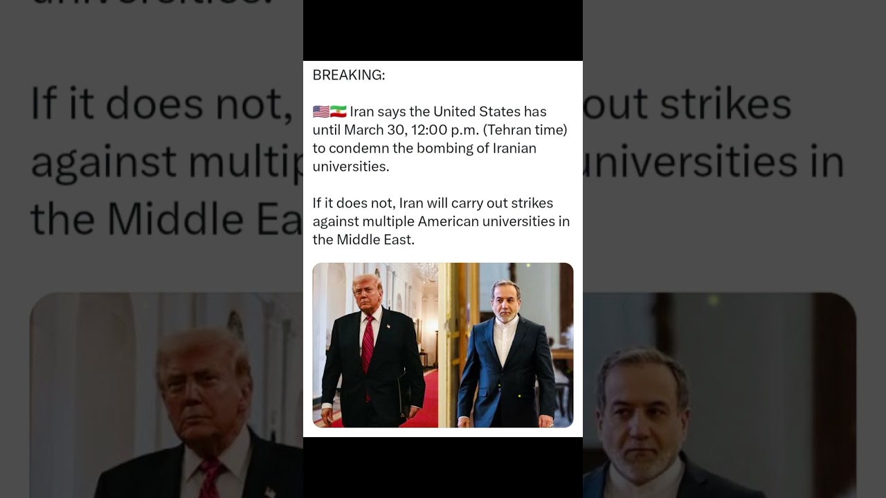 Iran Sets Deadline for U.S. Over University Bombing Claims #Iran #BreakingNews #USPolitics #news