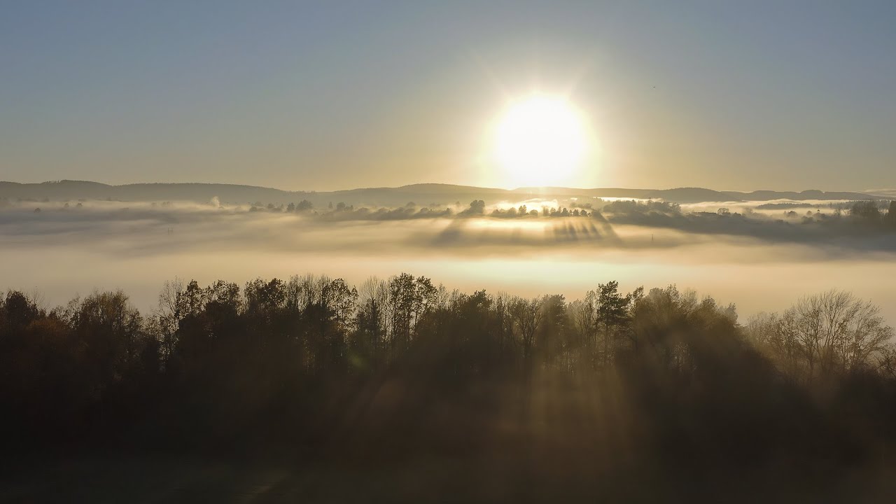 Epic foggy scenery in Norway/ Vestfold og Telemark/ Skien -Drone 4K