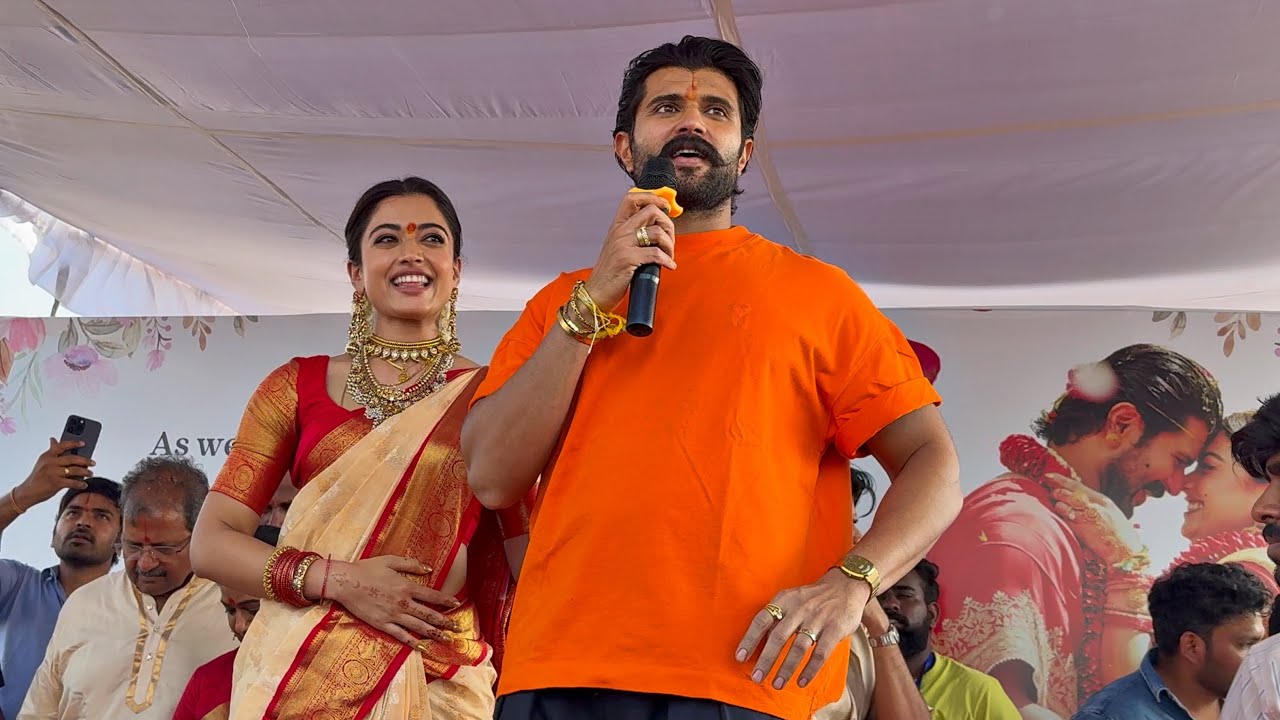 Vijay Devarakonda and Rashmika Mandannna Speech At Own Village | Virosh Reception | Virosh Marriage