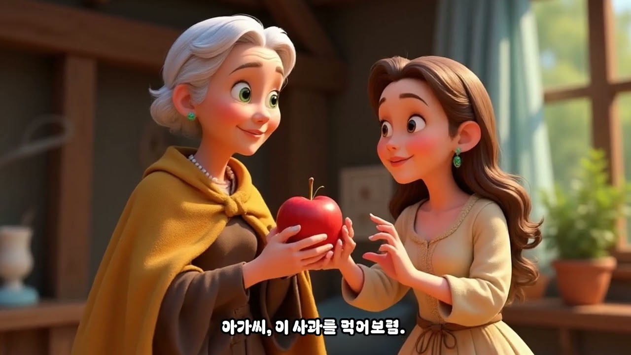 [#만화 #동화] 백설공주와 진짜 사과를 먹은 이유?. AI창작만화동화. 오디오만화. 꿀잼. 초딩. 잼민이. 애니메이션.