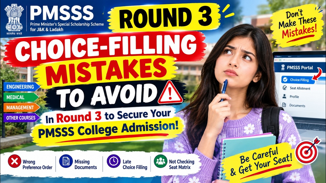 PMSSS Round 3: Choice-Filling Mistakes to Avoid In Round 3 to Secure Your PMSSS College Admission!