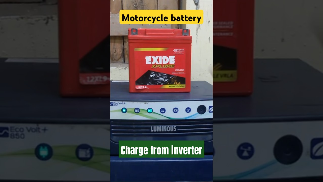 MOTORCYCLE BATTERY CHARGE FROM INVERTER #motorcycle #automobile