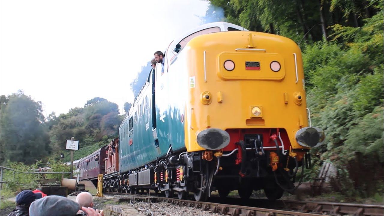 55009 &lsquo;Alycidon&rsquo; roars out of Norchard at the Dean Forest Railway diesel gala - 13/09/2025