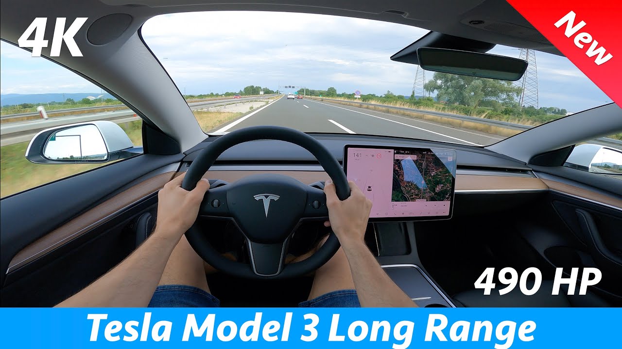Tesla Model 3 Long Range 2021 Refresh - тест-драйв в разрешении 4K | Двойной мотор 490 л.с., 0 - 100