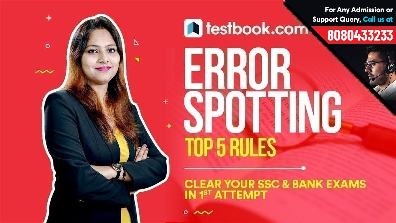 Attempt Error Spotting Questions with 100% Accuracy in English for SSC & Bank Exams by Testbook.com
