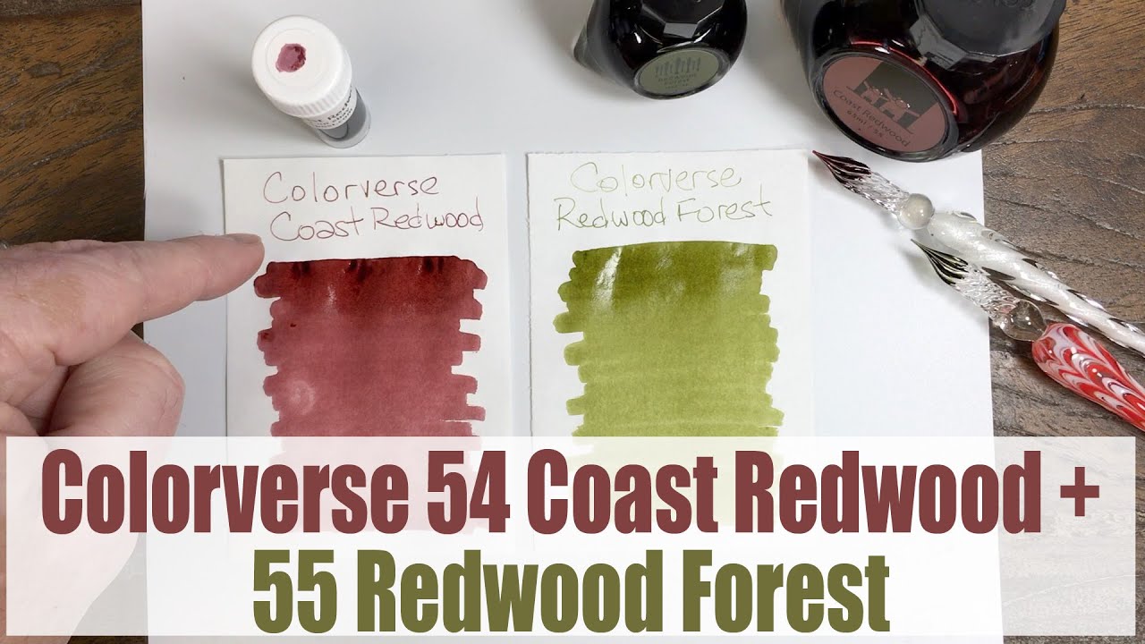 Colorverse Ink 55 Coast Redwood + 56 Redwood Forest writing samples