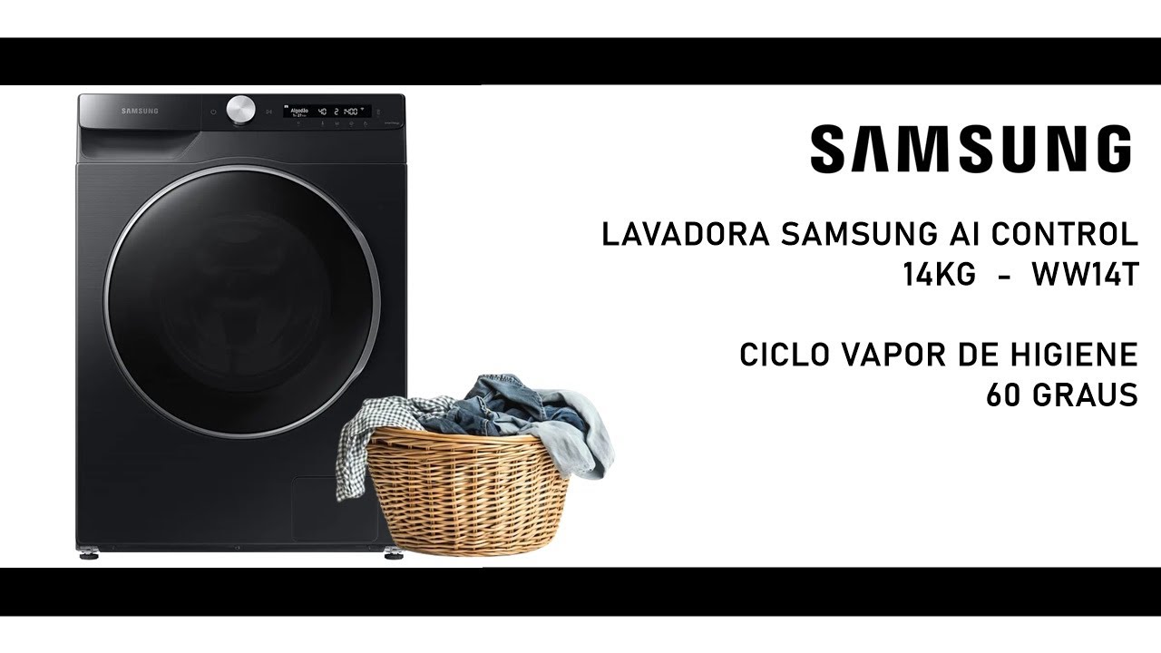 Lavadora de Roupas SAMSUNG com AI Control 14Kg WW14T - CICLO VAPOR DE HIGIENE