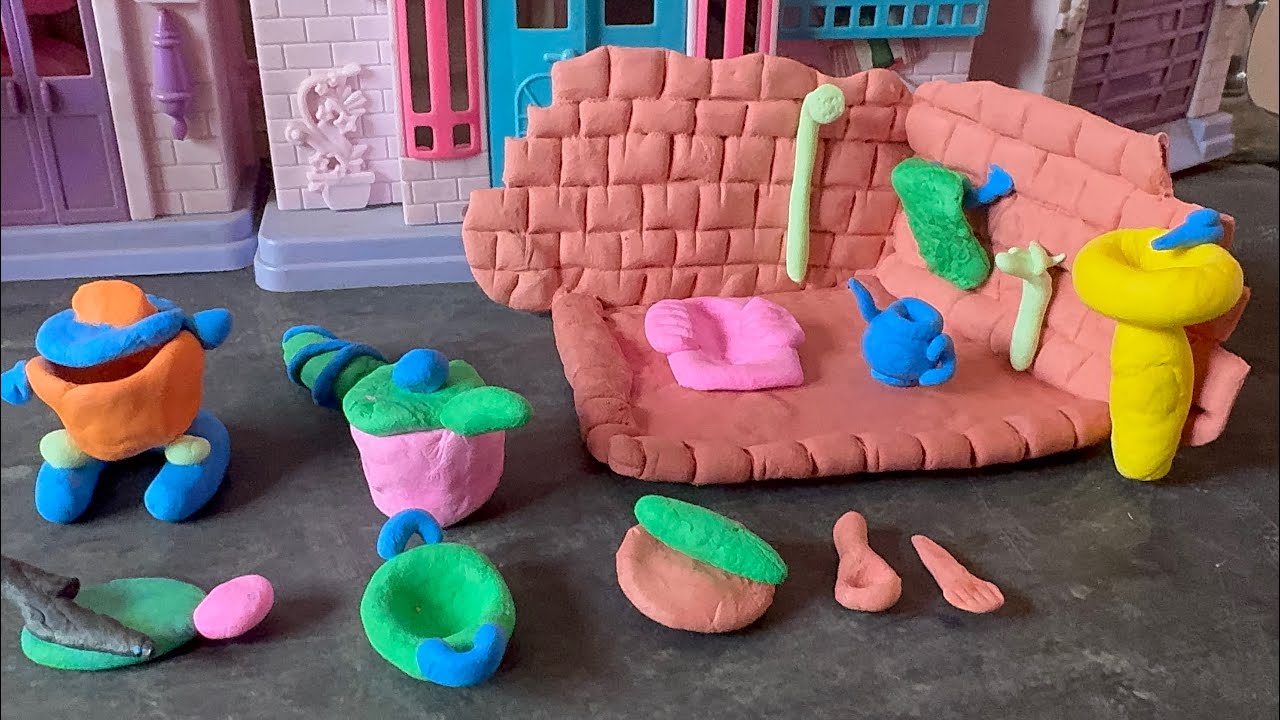 DIY How to make polymer clay miniature Washroom set,Kitchen set,Miniature house, | Village