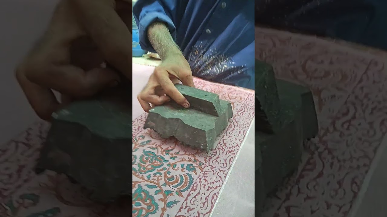Carving and Printing with hand block printing in karachi #tiles #handblock #blockprinting #handmade