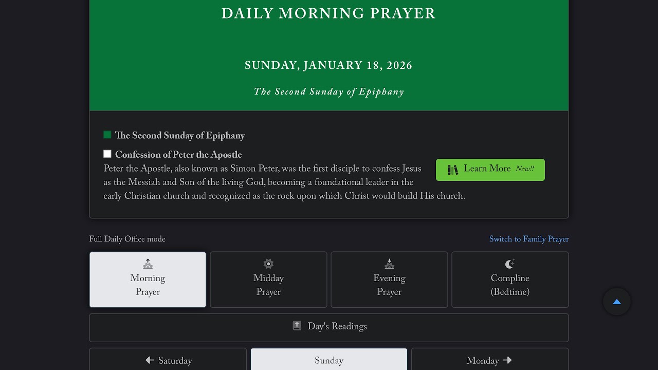 Morning Prayer & Litany, Sunday 18 January 2026, BCP 2019: Psalm 45, Genesis 18, Matthew 16:13-20