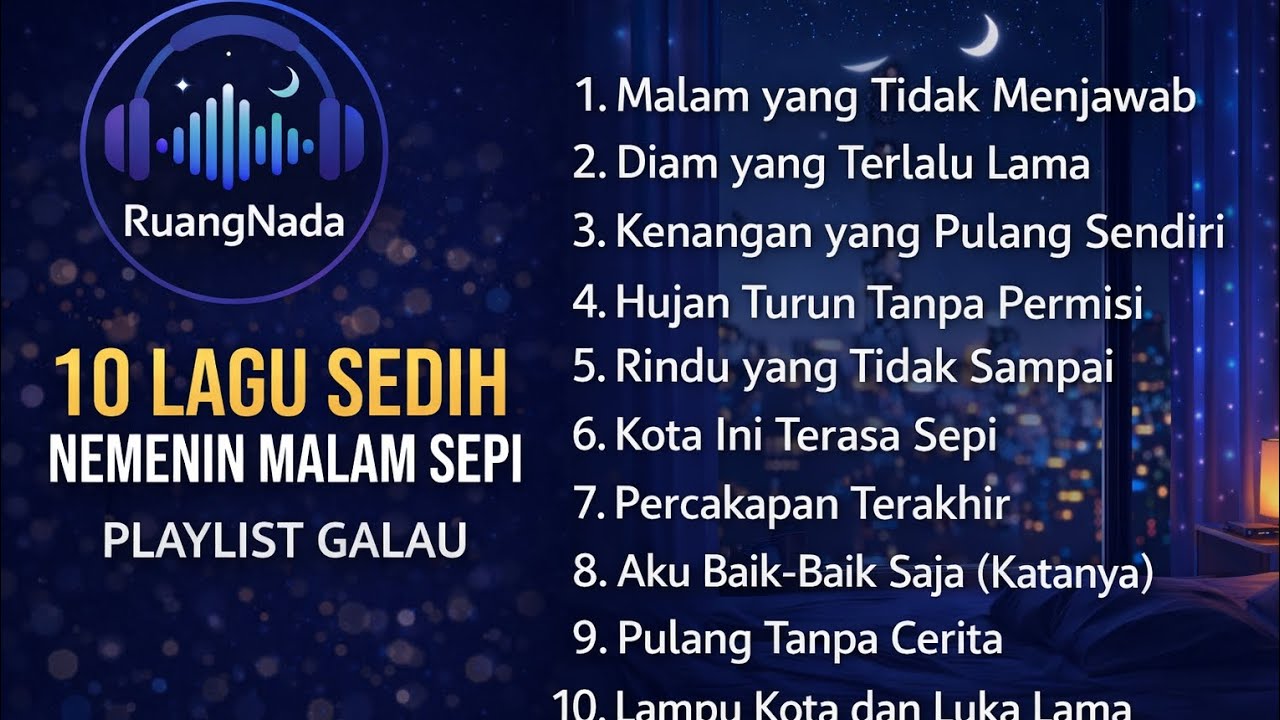 10 Lagu Sedih Nemenin Malam Sepi  | Playlist Galau Tenang | RuangNada