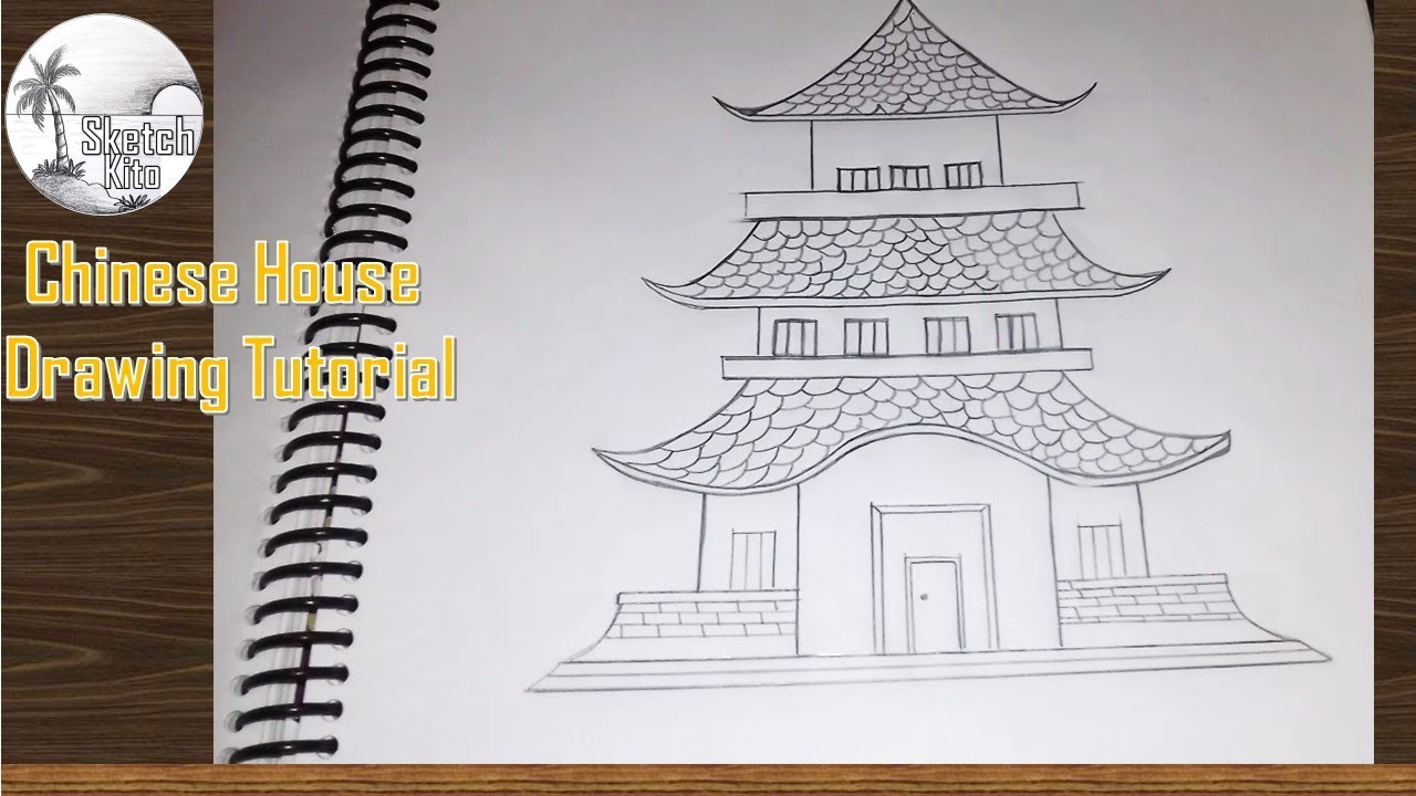 Chinese house drawing tutorial | how to draw Chinese house? | Chinese House sketching