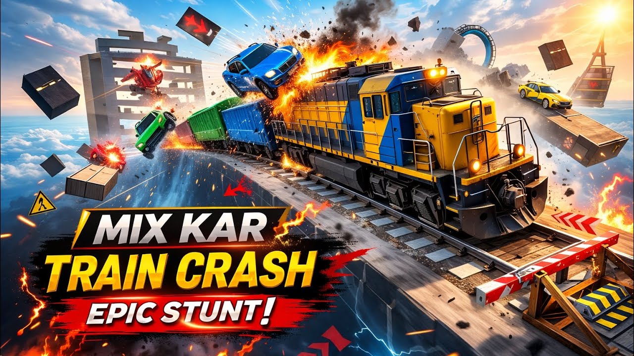 Extreme Train Crash 🚆🔥 | Train Stunt Challenge Level 3 | Crazy Game Action