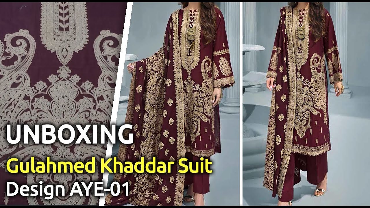 Latest GULAHMED&nbsp;Winter Collection 2019 | Pakistani unstitched Winter Suits | Design AYE-01