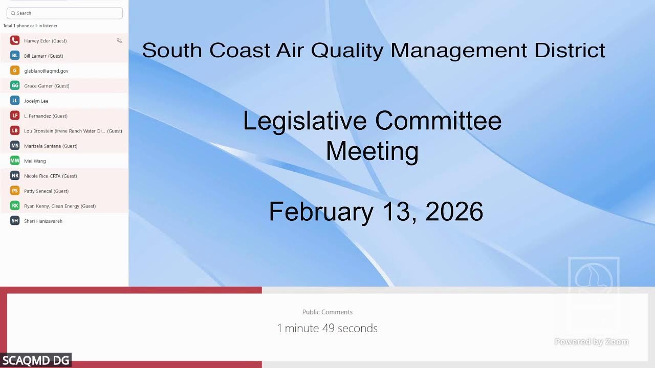 South Coast AQMD Legislative Committee Meeting - February 13, 2026