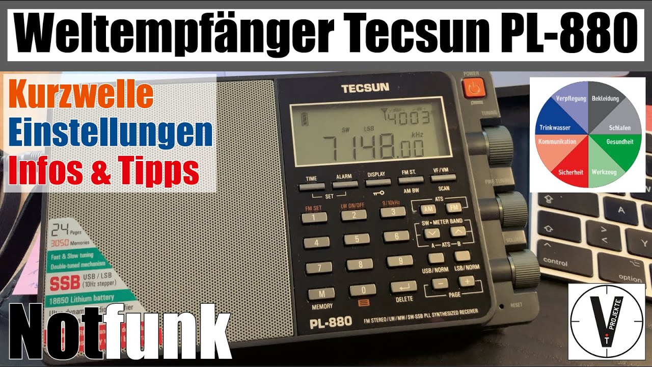 Tecsun PL-880 Weltempfänger für Notfunk • Einstellung und Tipps • Empfangstest Stadt | SSB Kurzwelle